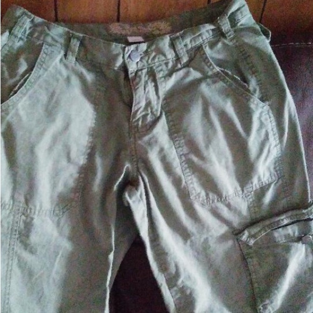 Cargo, Drawstring- Capri, pants, green
